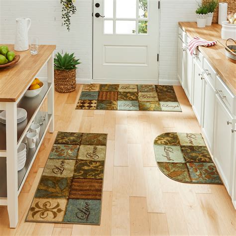 Kitchen mats walmart - Green Kitchen Mat Set of 2 Marble Thick Kitchen Rugs Anti Fatigue Mats Standing Cushioned For Floor Waterproof PVC Leather Padded Non Slip Runner Decor for ...
